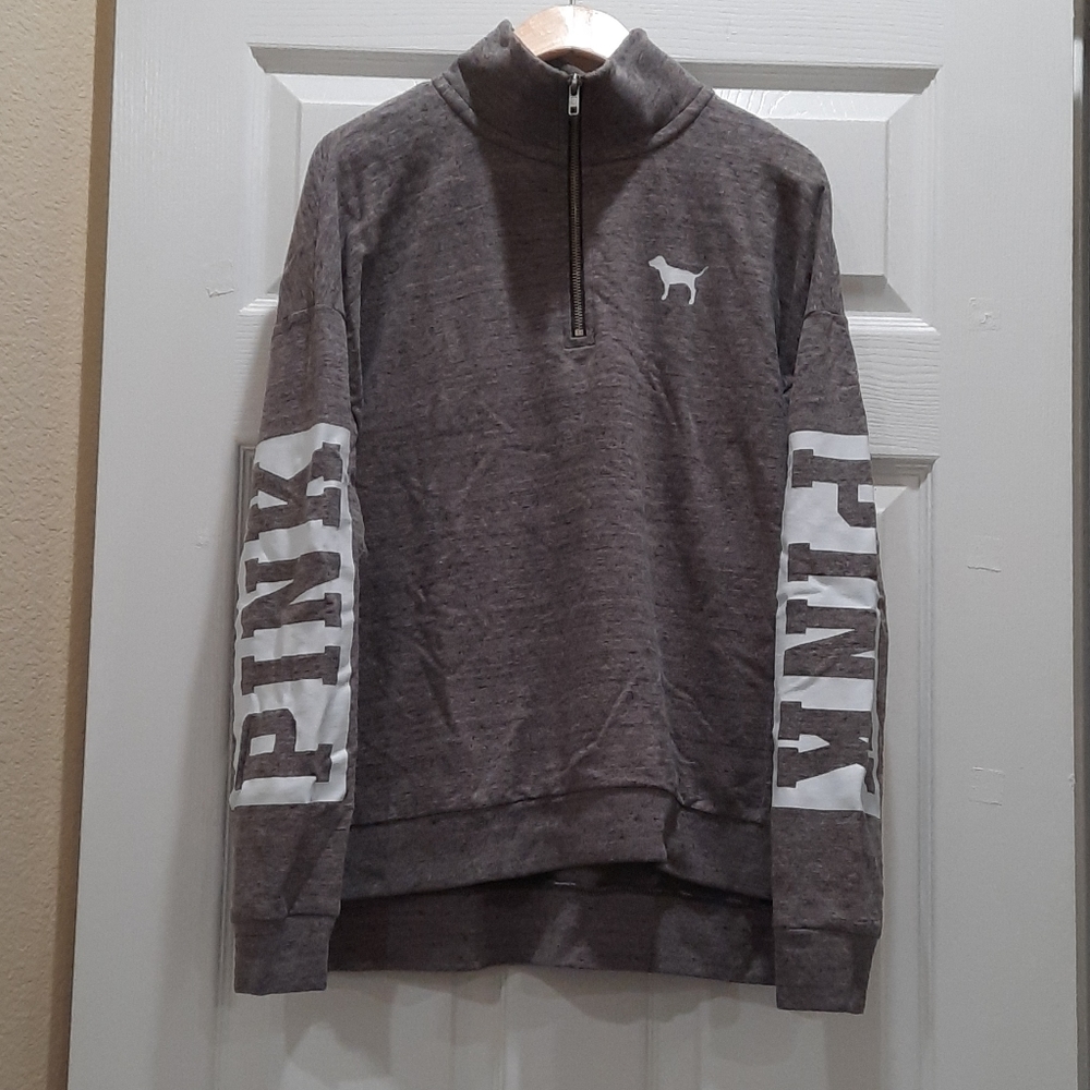 Pink High Low Long Sleeve Quarter Zip